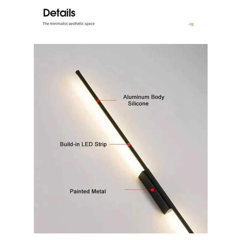 Modern LED Wall Sconce Black 100cm Up-Down
