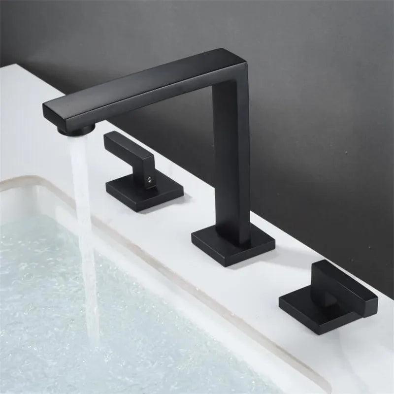 Decorbites™ Gebürstetes Gold Beckenarmatur: Antikes 3-Loch Wasserfall-Badarmatur, Warm- und Kaltwasser