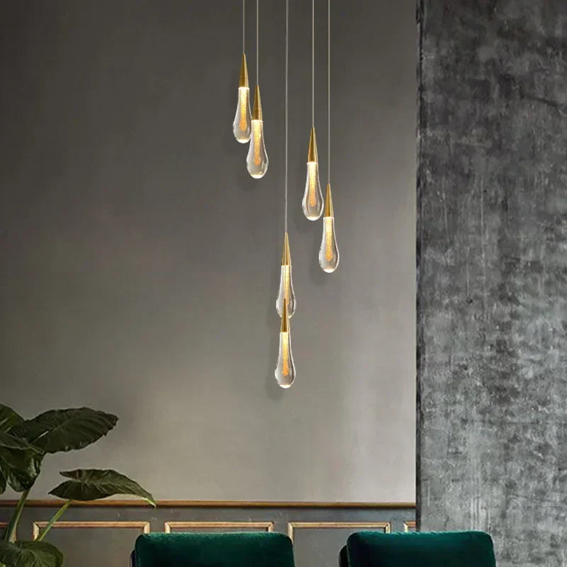 Gold Drop LED Chandelier