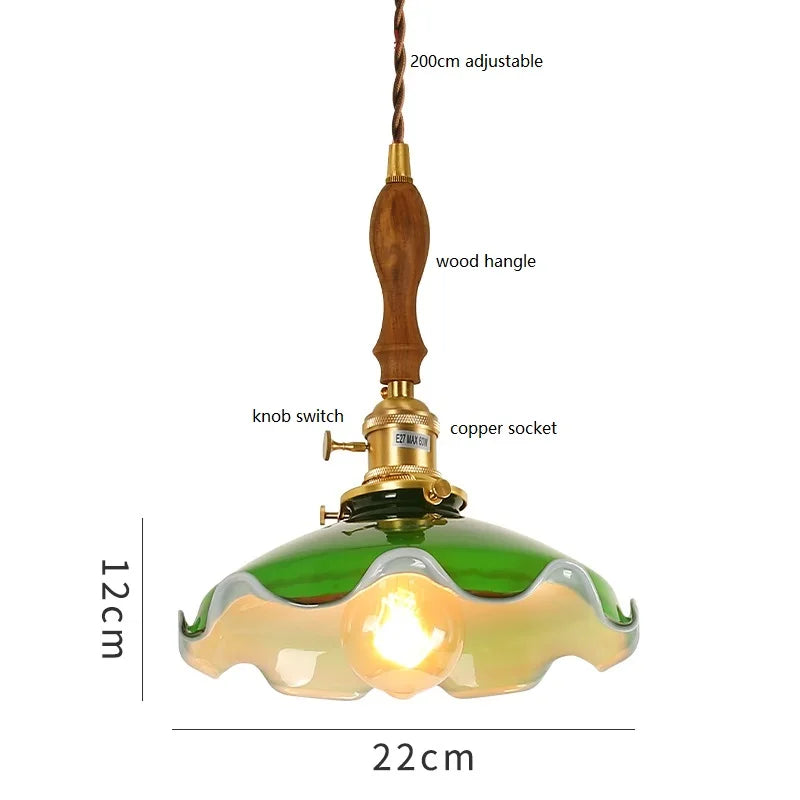 Decorbites™ Grüne Glas-LED-Hängeleuchte für Zuhause, Restaurant, Bar und Loft-Stil-Dekoration.