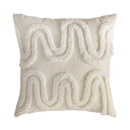 DecorBites™ Geometric Waves Tufted Pillow Covers with Embroidered Tassels