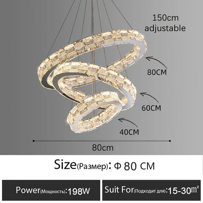 Decorbites™ Golden Crystal Ring Kronleuchter: Luxuriöse Glanz-Deckenbeleuchtung für modernes Wohnzimmer