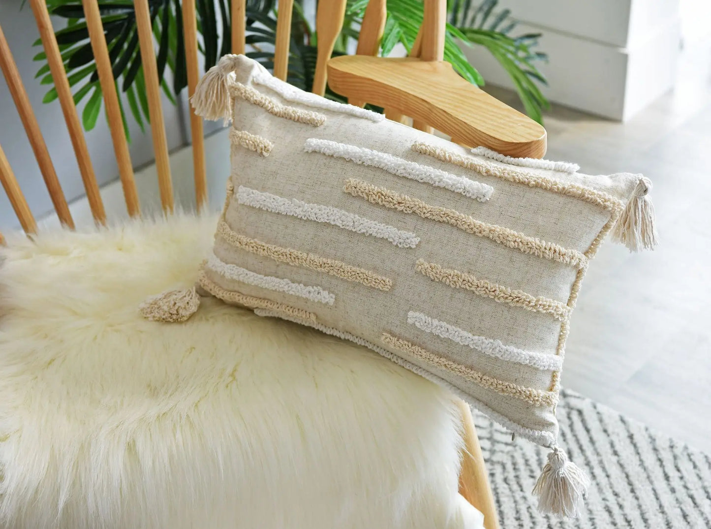 DecorBites™ Geometric Embroidery Cushion Cover with Tassel, Home Decor Pillowcase, Various Sizes
