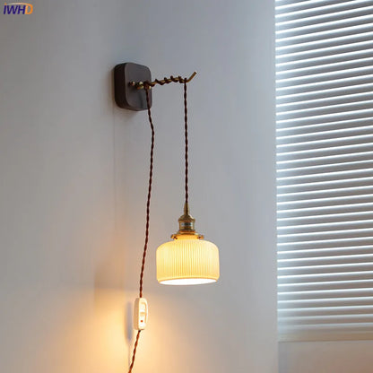 Decorbites™ LED Wandarmatur Modern Japanischer Stil Keramik-Lampenschirm Holzbasisleuchte