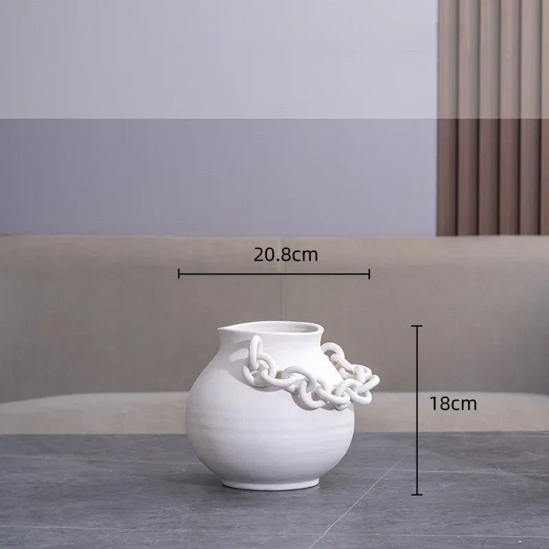 DecorBites™ Geometric Chain Porcelain Vase - Stylish Room Decor & Flower Vase