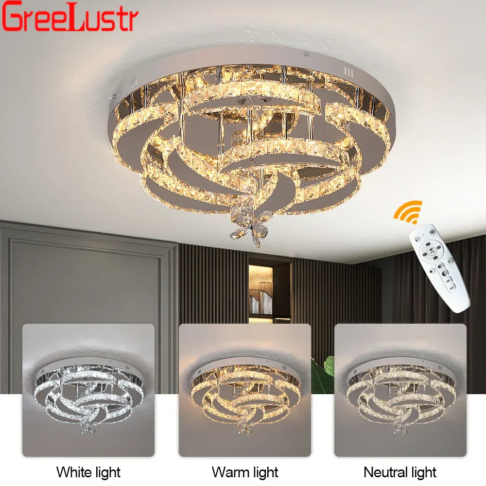 Decorbites™ Kristall-Regentropfen-Blumen-Fernbedienungs-LED-Kronleuchter-Deckenleuchte für das Wohnzimmer