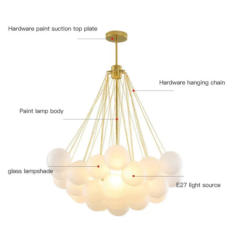Decorbites™ Frostglas-Kugel-LED-Kronleuchter in Gold/Schwarz für Esszimmer & Schlafzimmer