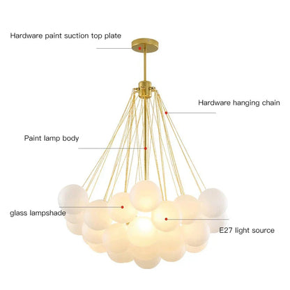 Decorbites™ Frostglas-Kugel-LED-Kronleuchter in Gold/Schwarz für Esszimmer & Schlafzimmer