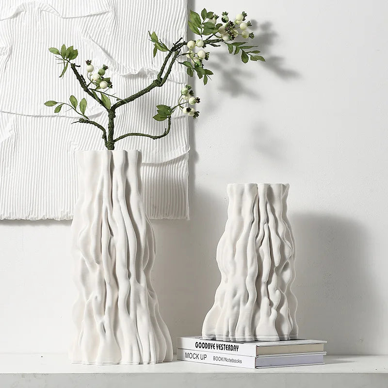 Decorbites™ Abstraktes unregelmäßiges Stammfalten-Keramikvasen für die Heimdekoration