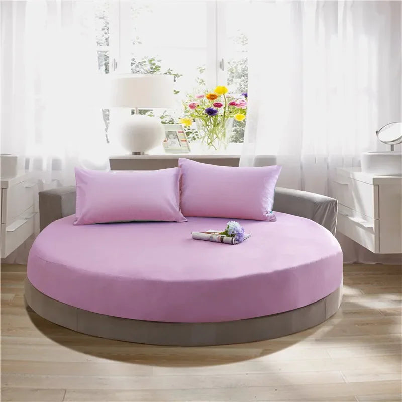 DecorBites™ Cotton Round Bed Sheet Set with Elastic Band, Soft & Skin-Friendly Fitted Sheets