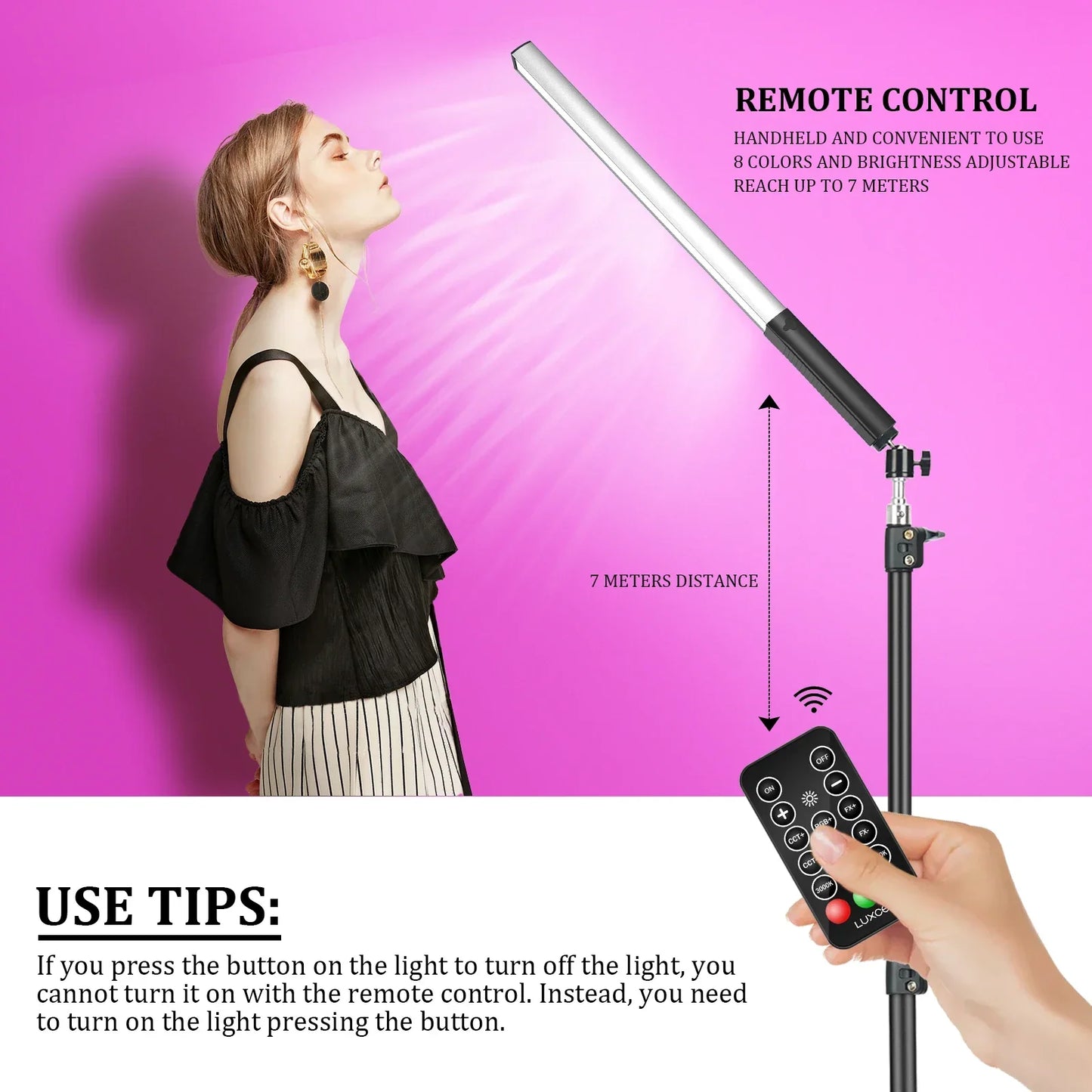DecorBites™ LED Light Wand RGB Stick with Tripod Remote Control Handheld Lamp