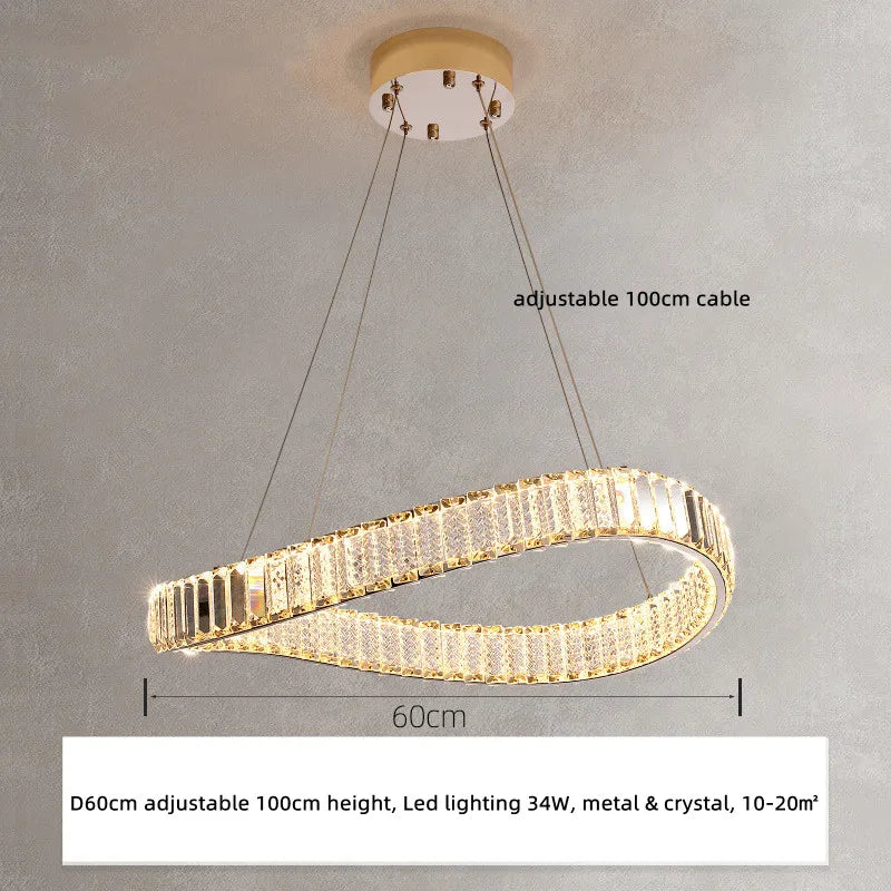 DecorBites™ Crystal LED Pendant Chandelier - Modern Irregular Steel Foyer Lighting