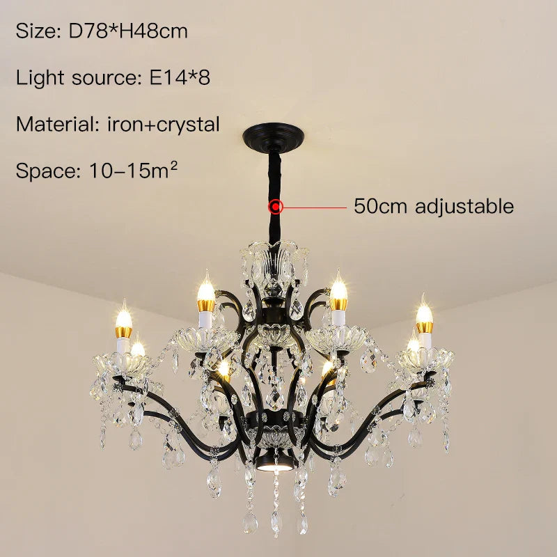DecorBites™ Crystal Candle Chandelier Lighting: Farmhouse Dining Kitchen Pendant Lamp