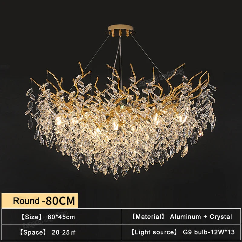 Gold Branch Crystal Chandelier Round150cm