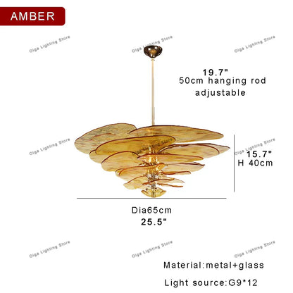 Decorbites™ Grüne Blatt Glas Deckenleuchter - Elegante Vintage-Lüster für Wohnzimmer- und Esszimmer-Dekoration
