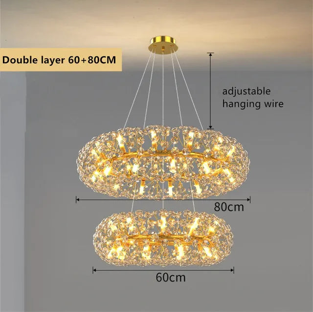 Decorbites™ Gold-Kristall-Leuchter: Luxuriöse LED-Hängeleuchte für Wohn- und Esszimmer
