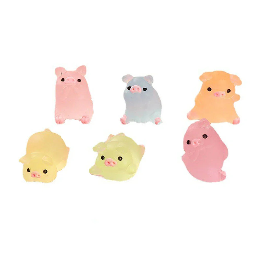Decorbites™ Kawaii-Schweinchen-Miniaturen Terrarien-Figuren 6 Stk. Bastelarbeiten Heimdekoration