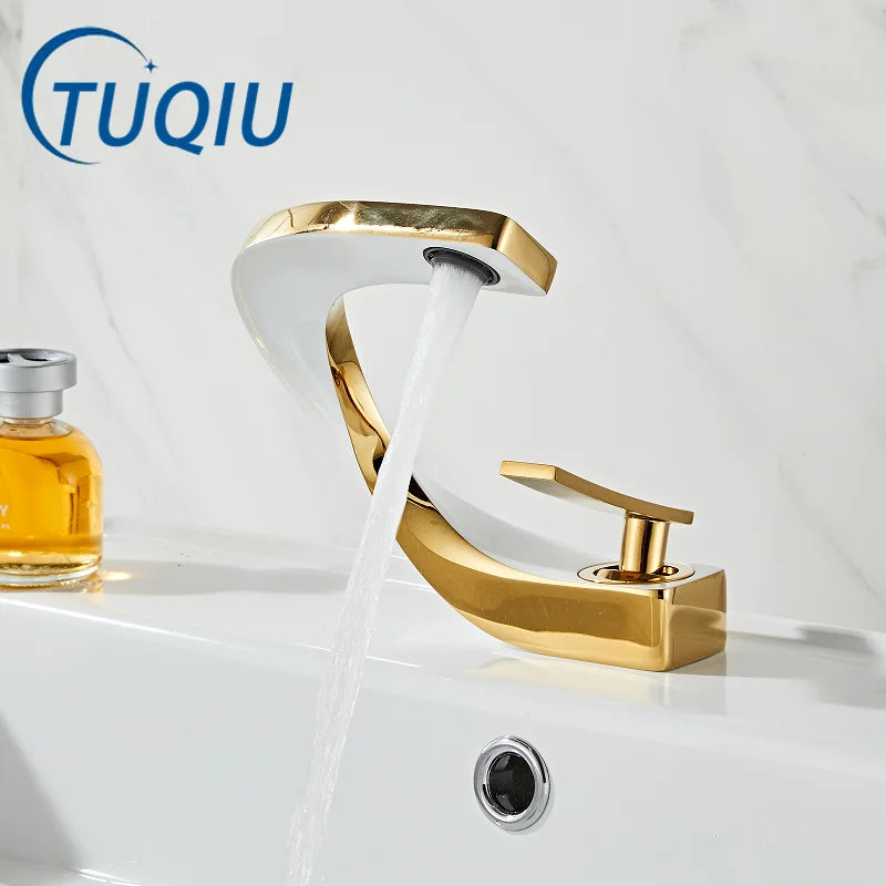 Gold White Basin Faucet