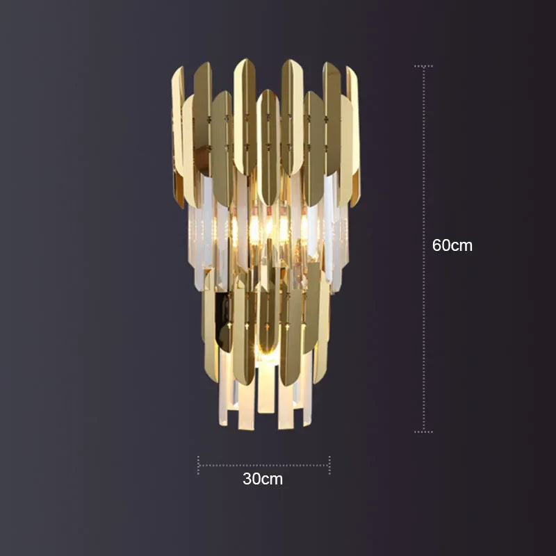 Gold Crystal Wall Lamp 80cm With Crystal Shade