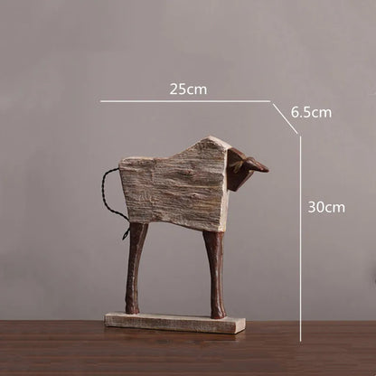 Decorbites™ Pferdeskulptur: Handgefertigtes Holzmaserungsdesign, Tierfigur für die Raumdekoration