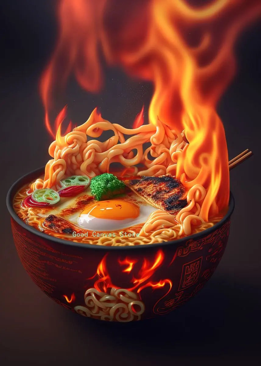 DecorBites™ Japanese Food Neon Posters Canvas Painting for Home Kitchen Decor