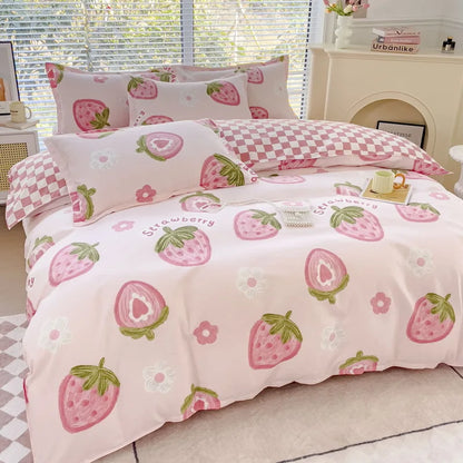 DecorBites™ Cotton Printed Bedding Set: Thick & Cozy Single Bedclothes for Adults & Kids