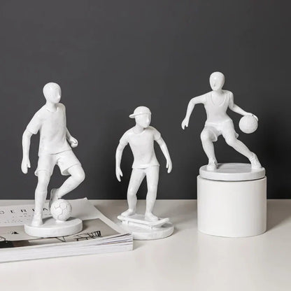 DecorBites™ Abstract Sports Player Sculpture Set Grey/White Figurines Home Decor
