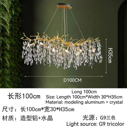 Decorbites™ Golden Crystal Tree Deckenleuchter, Luxuriöse Aluminium-Kunstarmatur