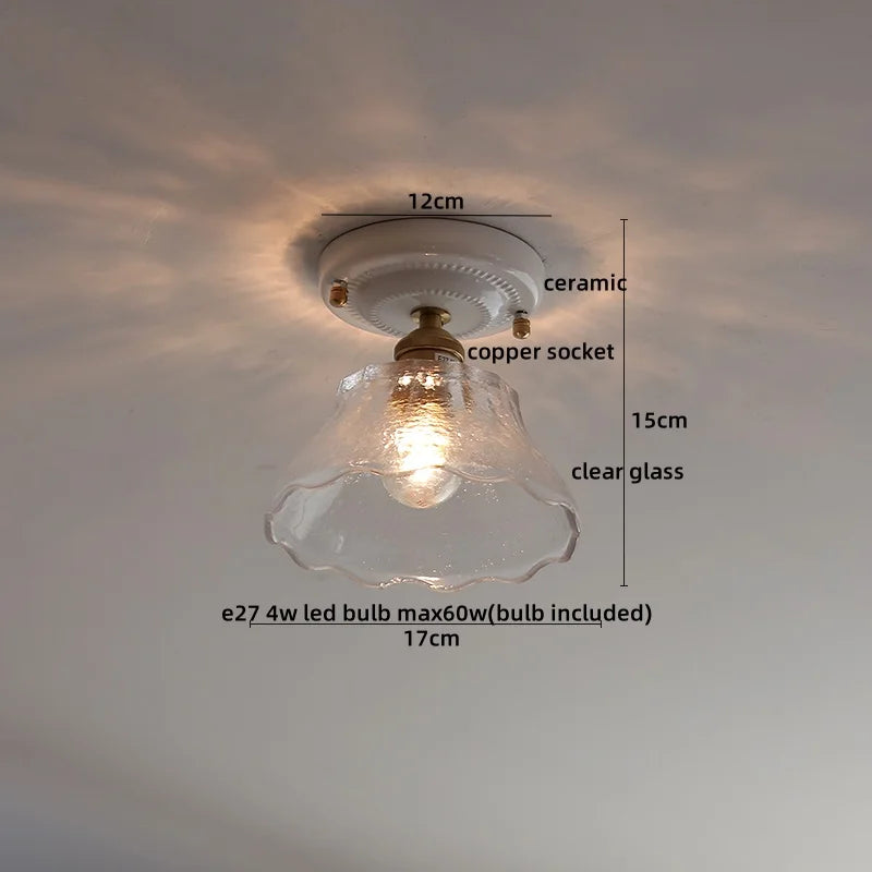 DecorBites™ LED Canopy Ceiling Light Glass Copper Luminaria De Teto