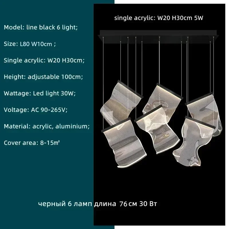 Decorbites™ Acryl-Blätter-Kronleuchter LED-Leuchte dimmbar Luxus-Pendant für die Hausdekoration