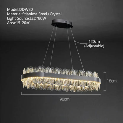 DecorBites™ Crystal LED Chandelier: Luxury Living Room Pendant Light with Modern Design