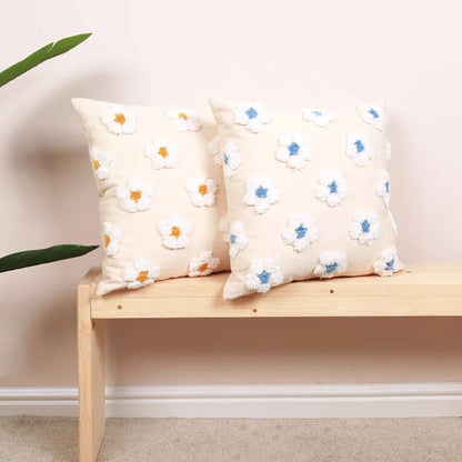 Decorbites™ Daisy Flora Stickerei Kissenbezug - Wohnaccessoires Gelb Blaue Blumen