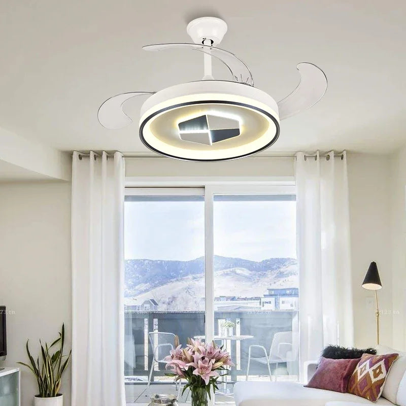 Decorbites™ Unsichtbarer LED-Kronleuchter-Deckenventilator: Modernes Harz-Dekor, kreisförmiges Design, Hotel-Wohnzimmer