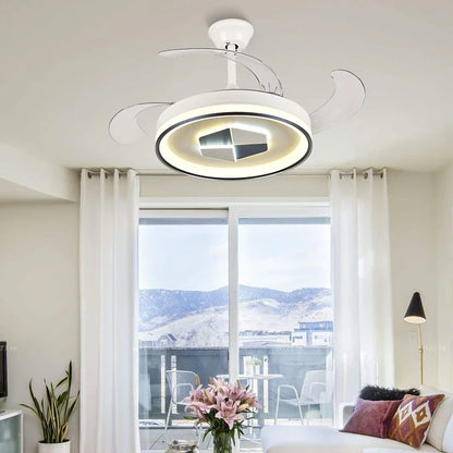 Decorbites™ Unsichtbarer LED-Kronleuchter-Deckenventilator: Modernes Harz-Dekor, kreisförmiges Design, Hotel-Wohnzimmer
