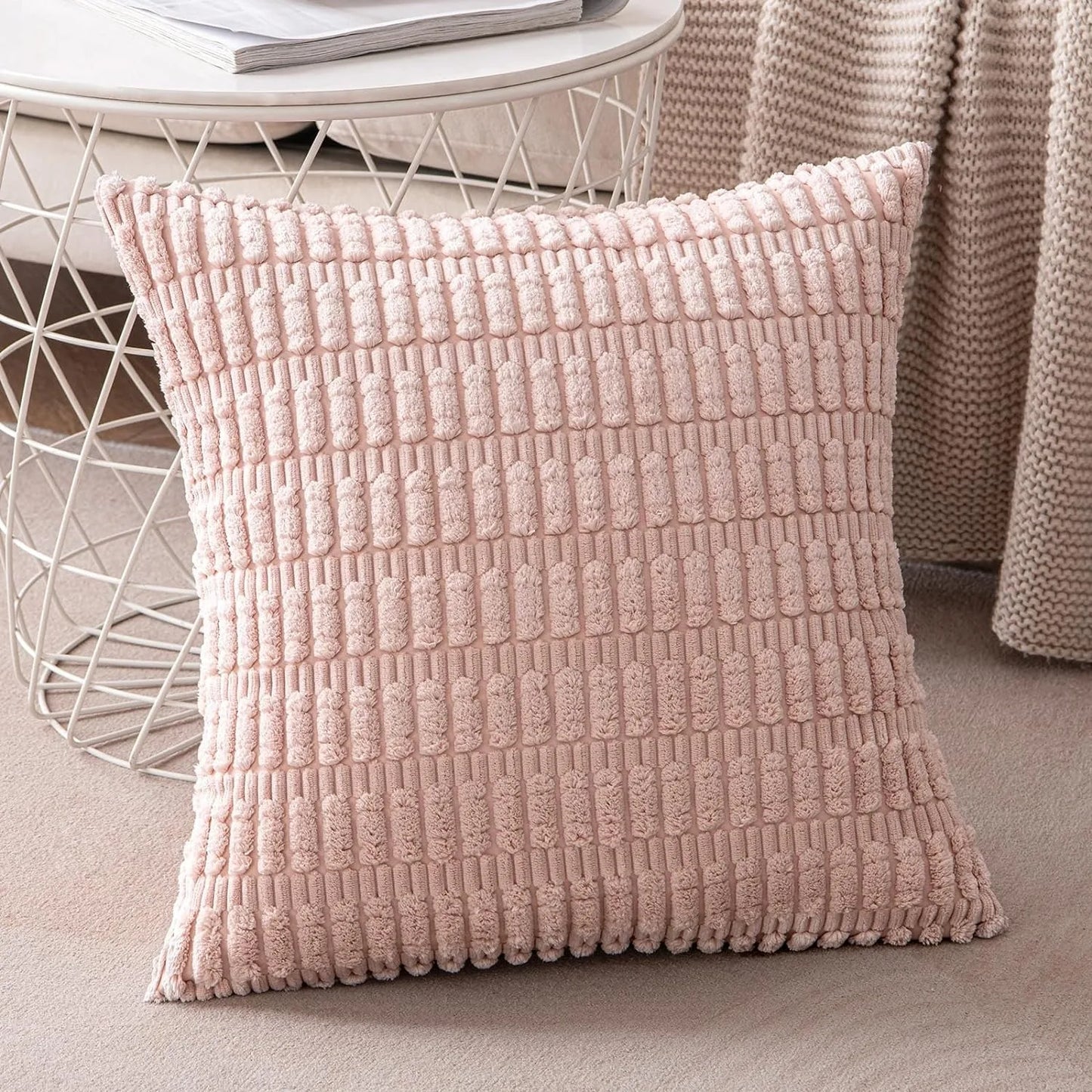 Decorbites™ Kordstoff gestreiftes Kissenbezug 18x18 Zoll Luxus Polsterhülle für das Wohnzimmer