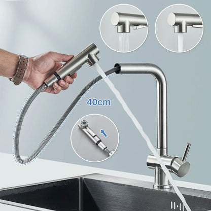 Decorbites™ Gebürsteter Nickel-Auszugsküchenarmatur Edelstahl-Wasserhahn Deckenmontage