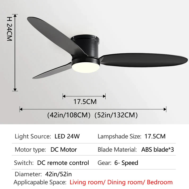 Decorbites™ Schwarze DC-Deckenventilatorleuchte mit Fernbedienung und LED-Kronleuchter