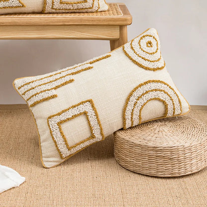 DecorBites™ Geometric Tufted Fringed Cushion Cover for Stylish Home Decor