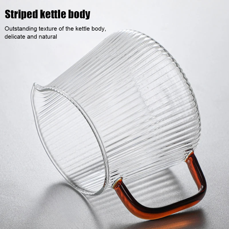 Decorbites™ Glas-Kaffeekanne mit V-förmiger Tülle und vertikalen Streifen, 350 ml/500 ml