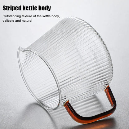 Decorbites™ Glas-Kaffeekanne mit V-förmiger Tülle und vertikalen Streifen, 350 ml/500 ml