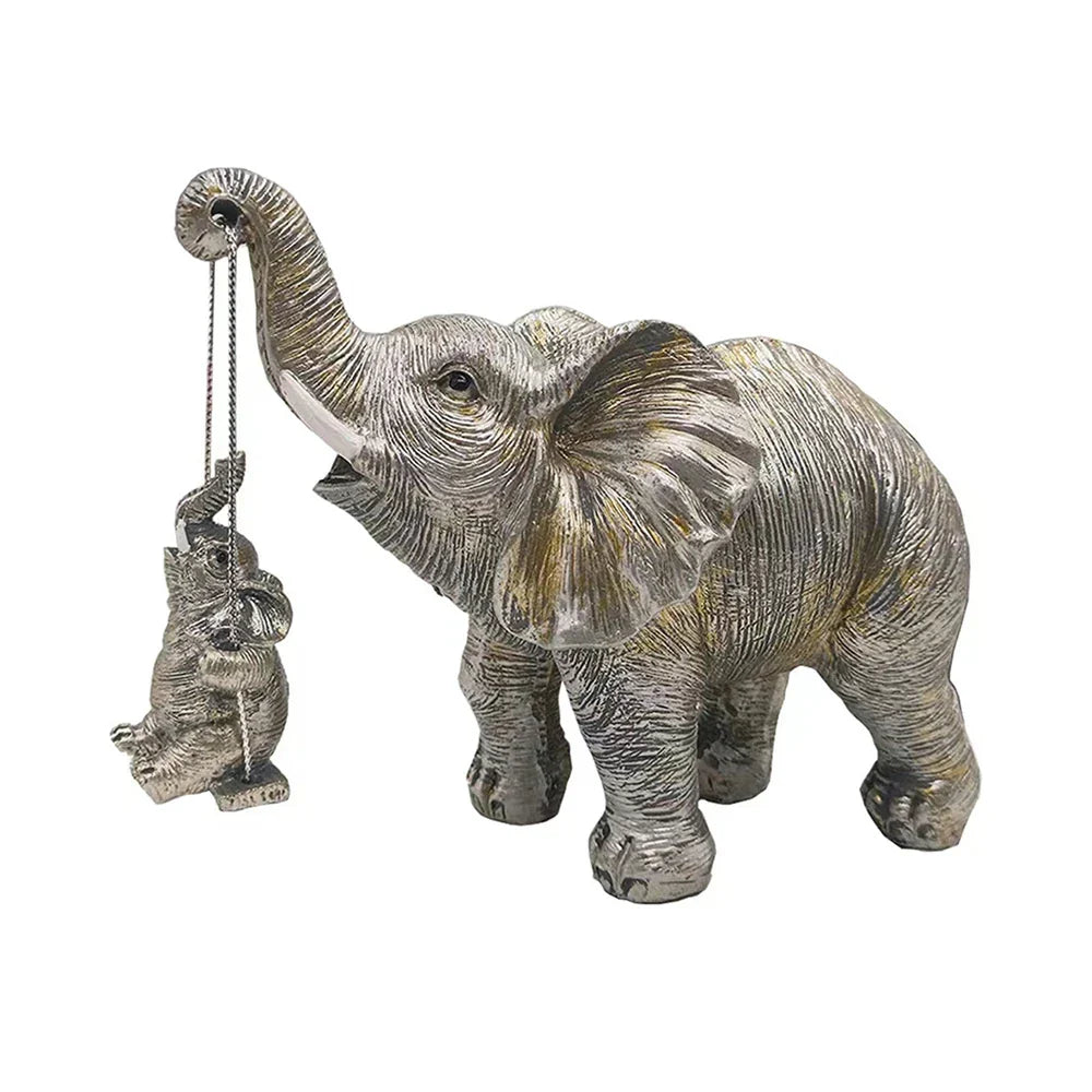 Gold Silver Elephant Statue