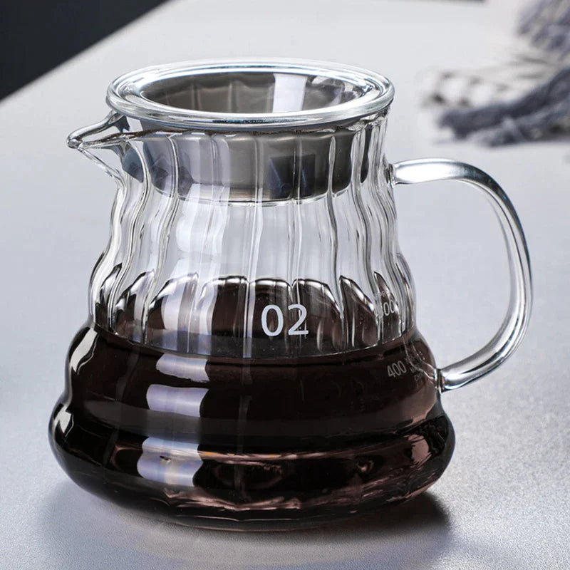 Decorbites™ Glas-Kaffeekanne, 600 ml Pour-Over-Kanne mit Gummideckel
