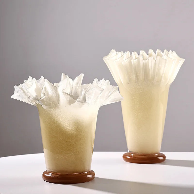 Decorbites™ Große Glasvase mit Lotosblatt-Rand für die Heimdekoration