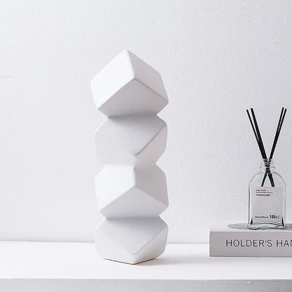 DecorBites™ Geometric Square Sculpture Stack Figurine Home Decoration Accessory