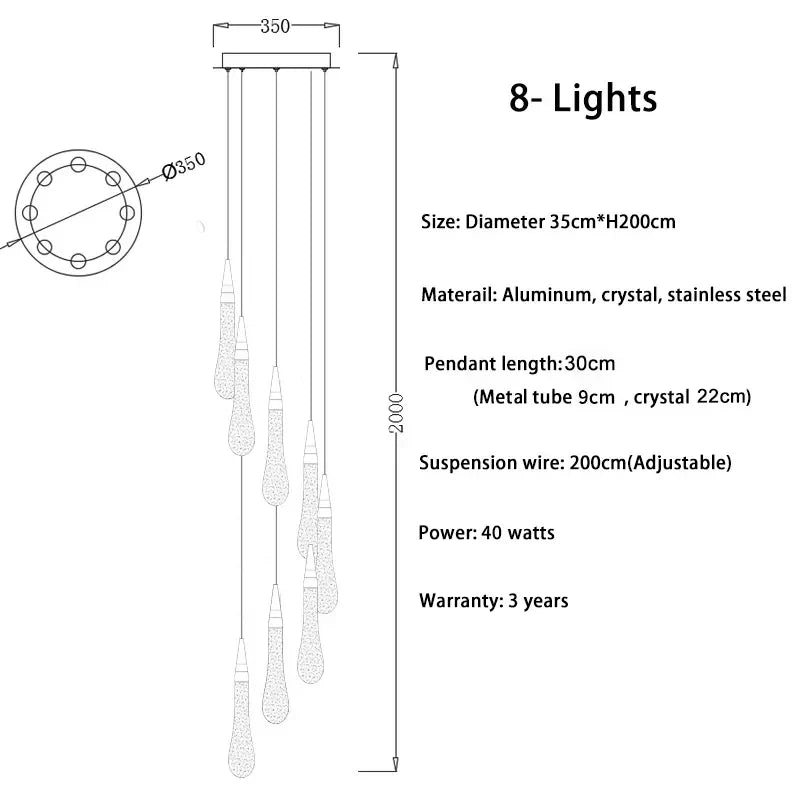 Gold Crystal Staircase Fixture