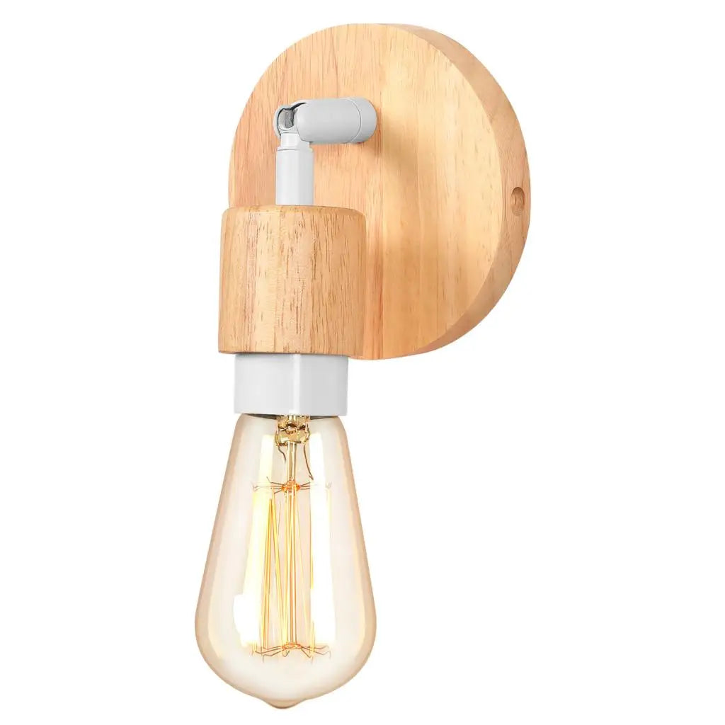 Decorbites™ Industrielle LED Holz Wandlampe E27 Retro Nachttischlampe Vintage Innenbeleuchtung