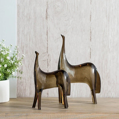 Decorbites™ Pferdepaar & Fohlen Skulpturensatz – Abstrakte Tierornamente für die Heimdekoration