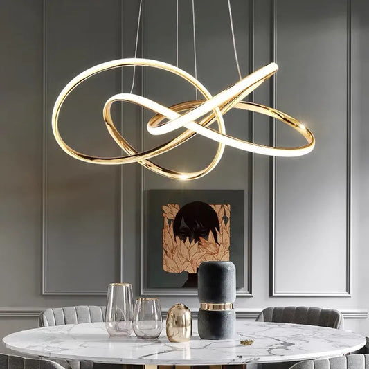 DecorBites™ Geometric Line LED Chandelier for Modern Home Deco, Living Room, Dining, Bar & Shop