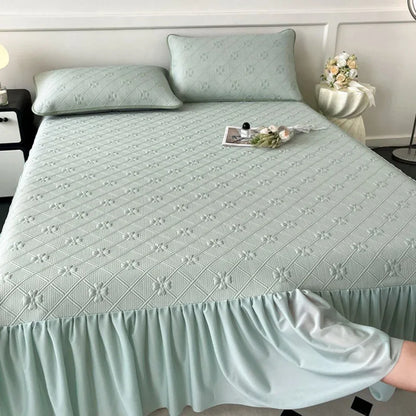 Decorbites™ Ice Bean Jacquard Bettrock-Set - 3 Teile, Sommergewaschene Matratzenauflage