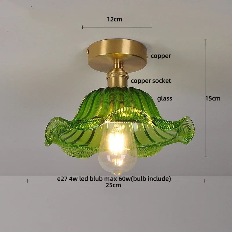 DecorBites™ Glass Flush Mounted Ceiling Light Fixture - Modern Nordic Green Glass LED Ceiling Lamp